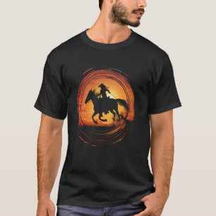 T-shirt Élevage de Ranch Amoureux de Cheval au Coucher du 
