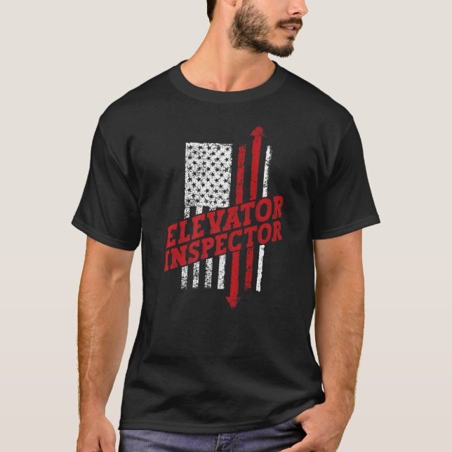 T-shirt Elevator Inspector Technician US American Flag Dis (Devant)