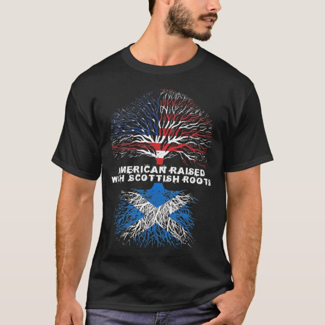 T-shirt Élevé américain avec Scottish Roots Scotland (Devant)