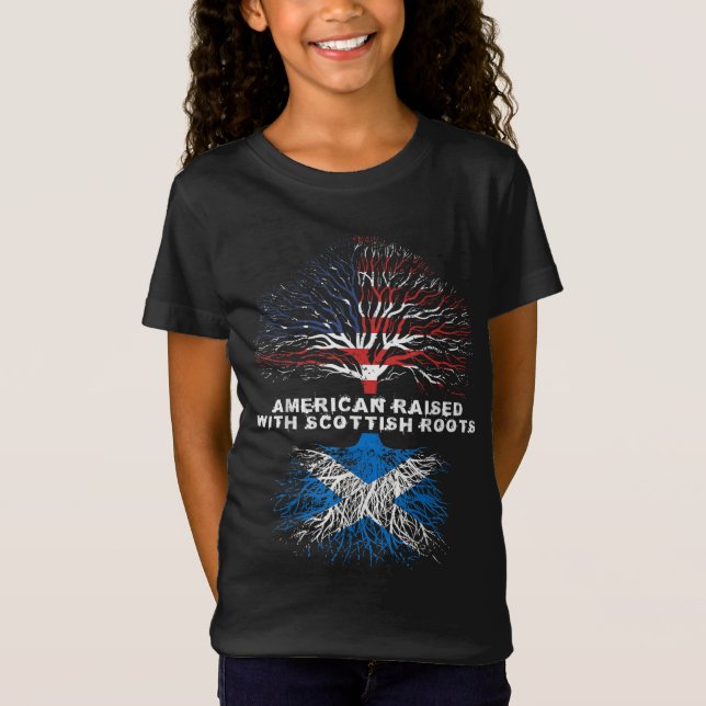 T-Shirt Élevé américain avec Scottish Roots Scotland (Devant)