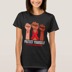 T-shirt Élever la main Protégez-vous Hivaids Sensibilisati
