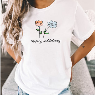 T-shirt Élever la maman Fleur sauvage Floral Mère de deux