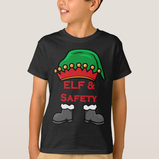 T-shirt Elf And Safety, Funny Health &amp; Safety Elf Long (Devant)