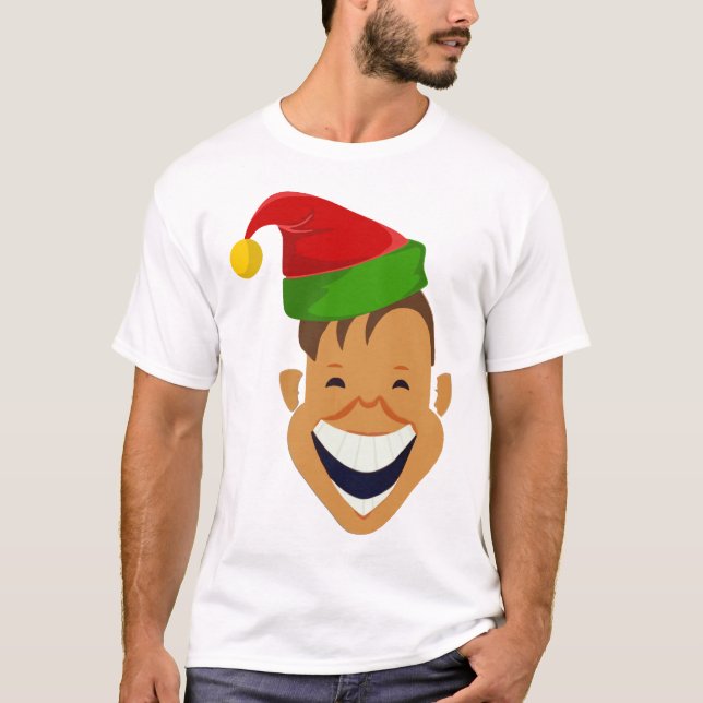 T-shirt Elf de Noël en riant (Devant)