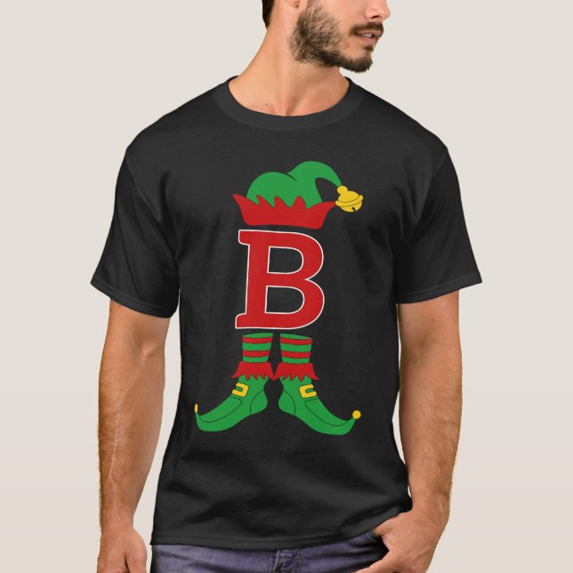 T-shirt Elf Initial B Matching Family Group Christmas Holi (Devant)