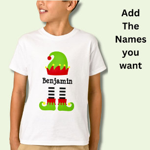 T-shirt Elf Nom Casquette & Jambes Pieds vert Rouge