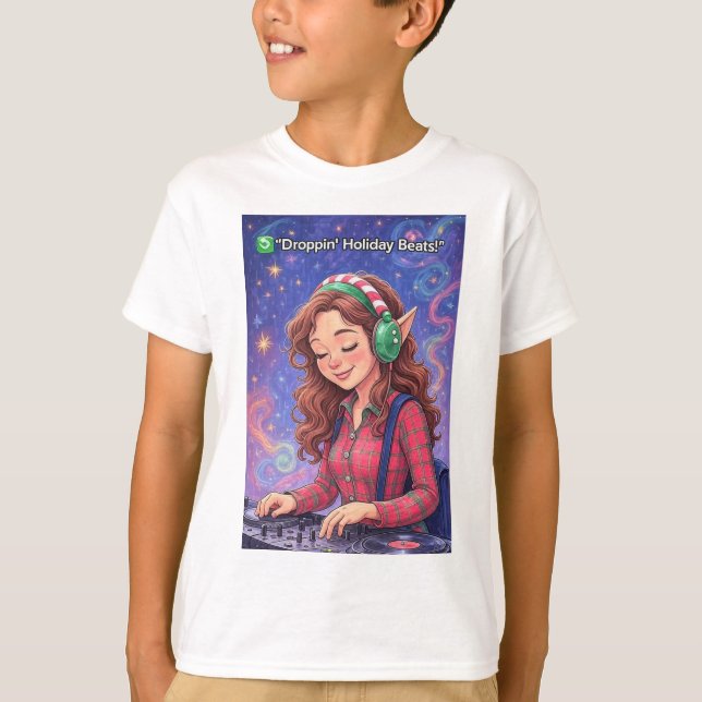 T-shirt Elf on the Decks – Droppin’ Holiday Beats kids (Devant)