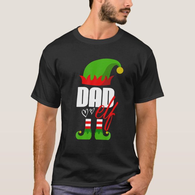 T-shirt Elf Papa Noël Elf Costume Familial Elf Pour Pères  (Devant)