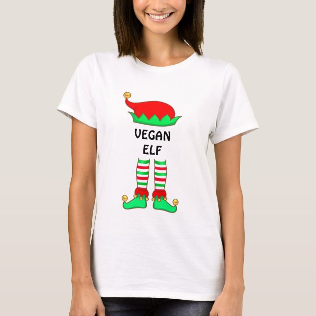 T-shirt Elf Vegan moderne de Noël (Devant)