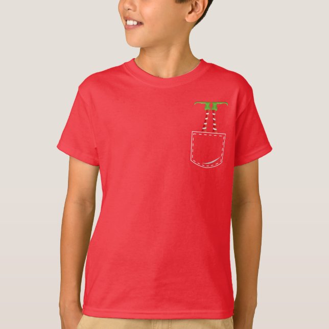 T-shirt Elf vers le bas dans une poche pointillée (Devant)
