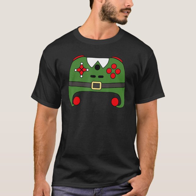 T-shirt Elf Video Game Controller Funny Christmas Gaming L (Devant)