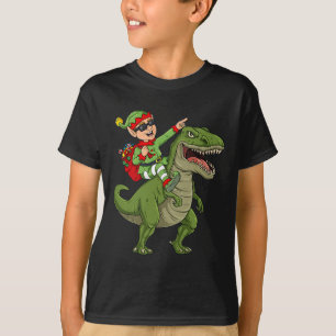 T-shirt Elfe de Noël équitation Dinosaur T Rex Garçons Enf