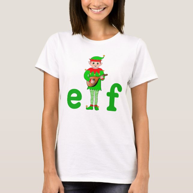 T-shirt Elfe musical de Noël moderne (Devant)