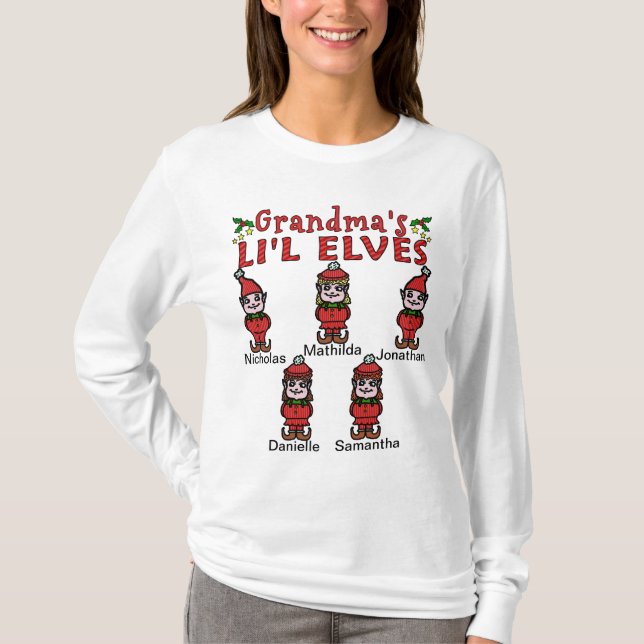 T-shirt Elfes de Li'l de la grand-maman personnalisée 2 (Devant)
