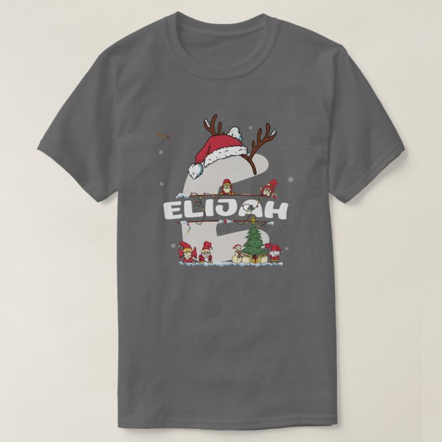 T-shirt Elijah Christmasw Elijah Nom pour les Noël drôles (Design devant)