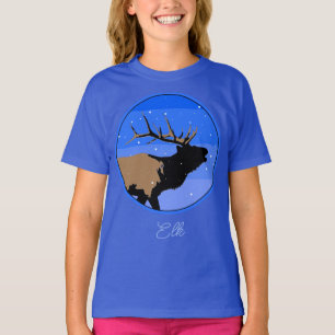T-shirt Elk bouillonnant en hiver - Art original de la fau