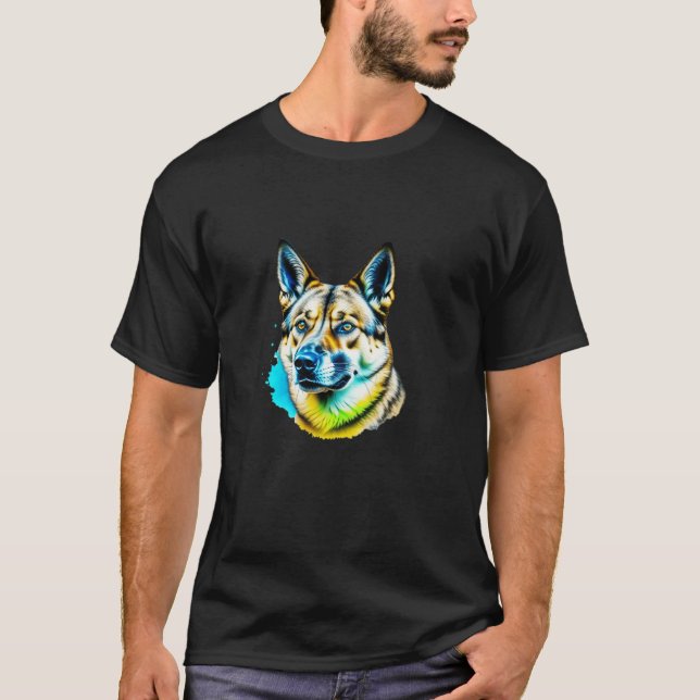 T-shirt Elkhound Pop Art I Amoureux des chiens I Splash Ar (Devant)