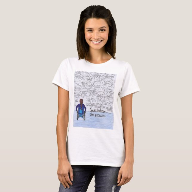 T-shirt Elle a persisté (le fauteuil roulant) (Devant entier)