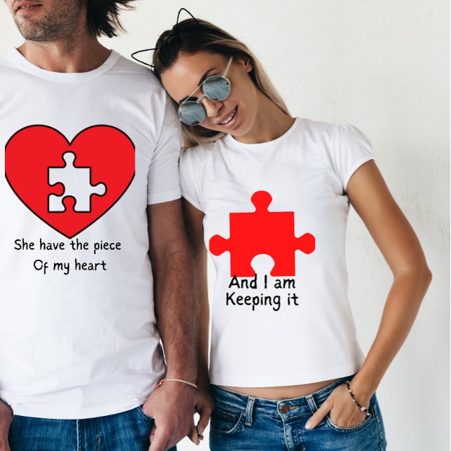 T-shirt Elle a un morceau de mon coeur, deux valentins (Créateur téléchargé)
