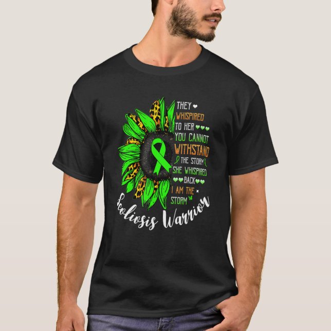 T-shirt Elle A Whisonné Je Suis Le Guerrier De La Scoliose (Devant)