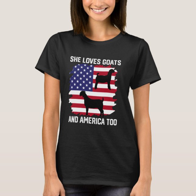 T-shirt elle adore boer chèvres et l'amérique aussi, boer  (Devant)