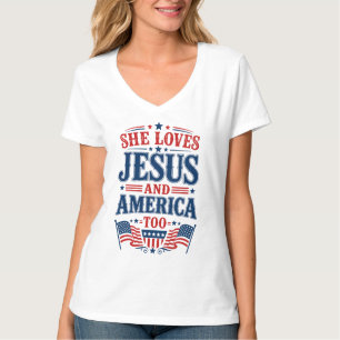 T-shirt Elle aime Jésus et l'Amérique aussi