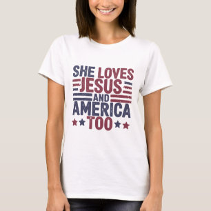 T-shirt Elle aime Jésus et l'Amérique aussi Chemise   Fait