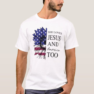 T-shirt Elle aime Jésus et l'Amérique aussi le 4 juillet