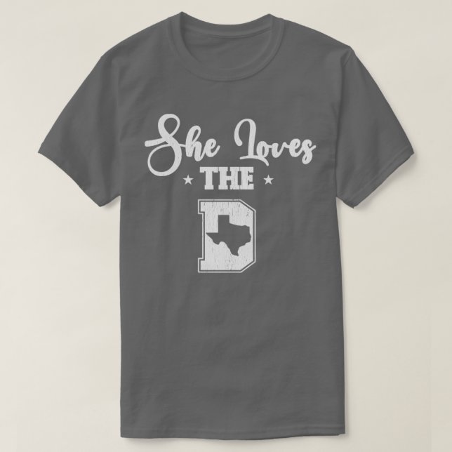 T-SHIRT ELLE AIME LES CHEMISES D DALLAS POUR HOMMES FEMMES (Design devant)