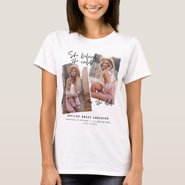 T-shirt Elle croyait qu'elle pouvait faire son diplôme (Devant)