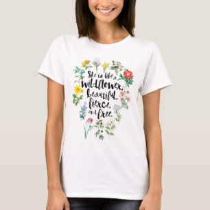 T-shirt "Elle est comme un Fleur sauvage..." Boho rustique