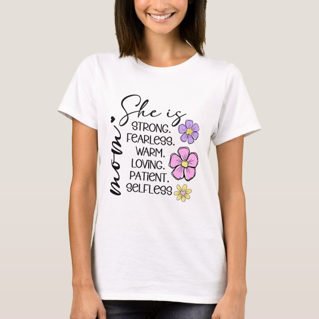 T-shirt Elle Est Maman Chemise | Mère florale minimale Tee (Devant)