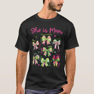 T-shirt Elle est maman Coquette Bow Joyeuse fête des mères