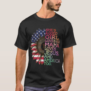 T-shirt Elle est une bonne fille aime sa maman Jésus & Amé