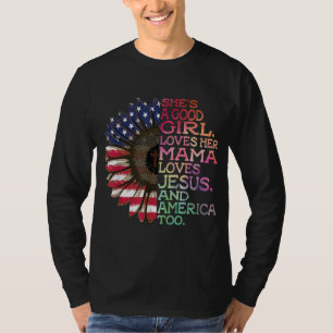 T-shirt Elle est une bonne fille aime sa maman Jésus & Amé