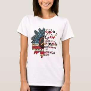T-shirt Elle est une bonne fille aime sa maman Jésus & Amé