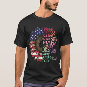 T-shirt Elle est une bonne fille aime sa maman Jésus & Amé