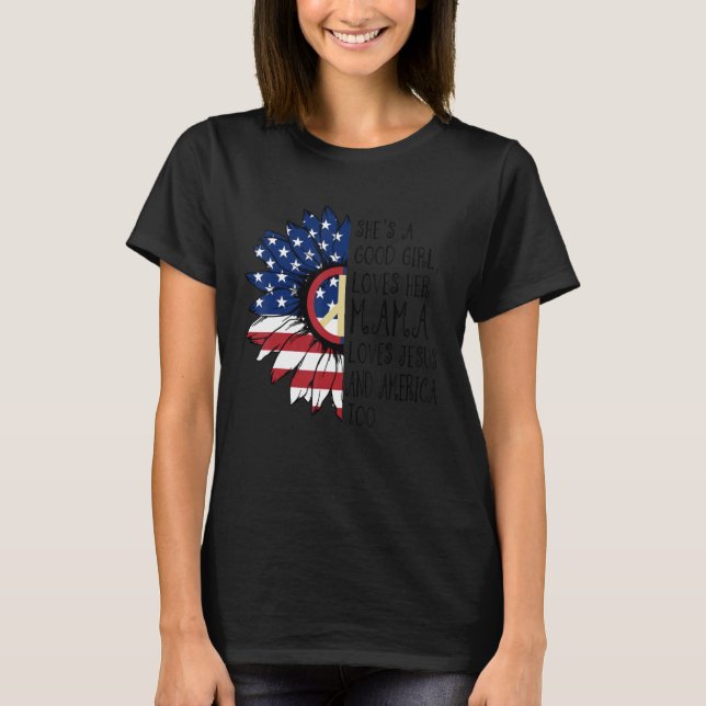 T-shirt Elle est une bonne fille aime sa mère Jésus Amériq (Devant)