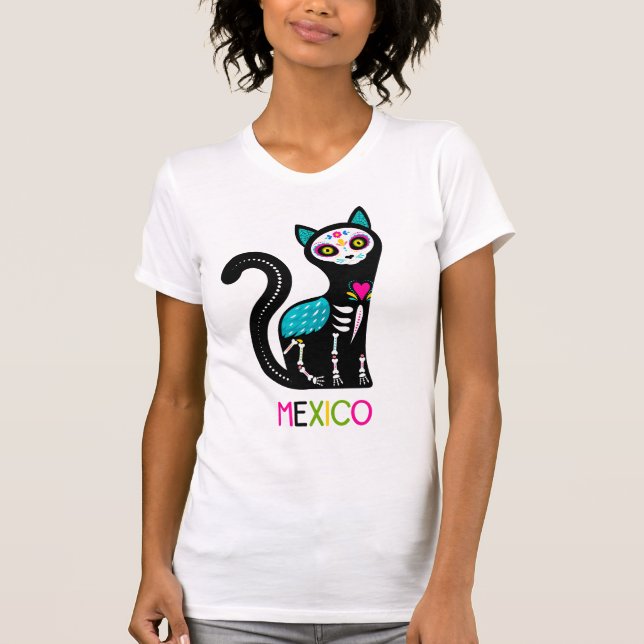 T-shirt Elle Hulk Mexique Sugar Skull Cat (Devant)