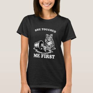 T-shirt Elle m'a touché en premier Amoureux de chat Plante