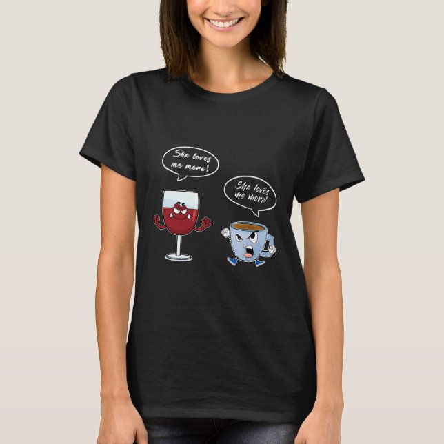 T-shirt Elle M'Aime Plus De Café Vin (Devant)