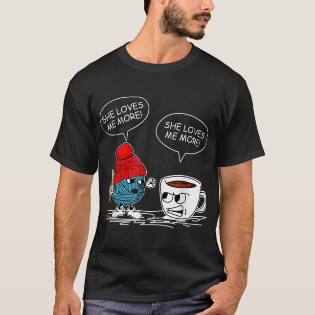T-shirt Elle M'Aime Plus Fer Crochet Et Café Drôle Cr (Devant)