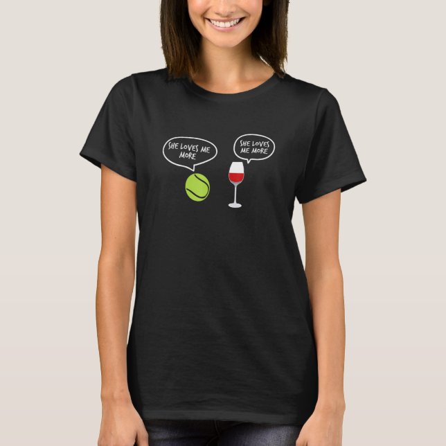 T-shirt Elle M'Aime Plus Tennis Et Vin Ball Glass (Devant)