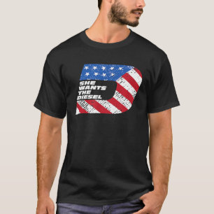 T-shirt Elle Veut Le Drapeau Américain Diesel Mechanic Tee
