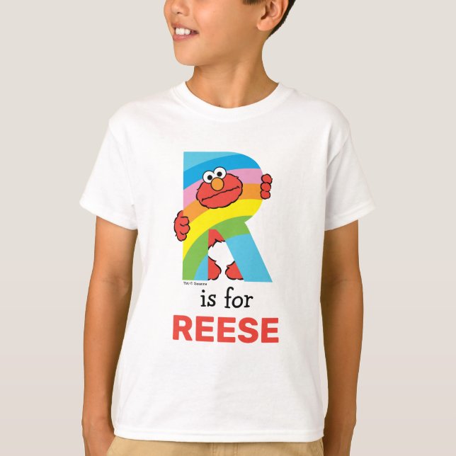 T-shirt Elmo Alphabet | R arc-en-ciel (Devant)