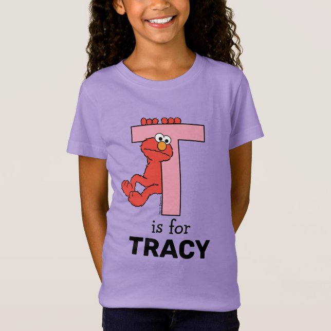 T-Shirt Elmo Alphabet | T rose (Devant)