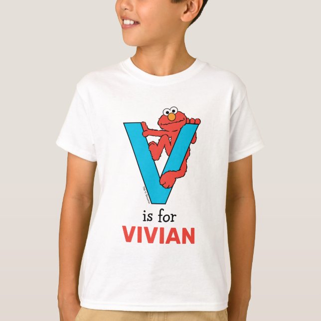 T-shirt Elmo Alphabet | V bleu (Devant)