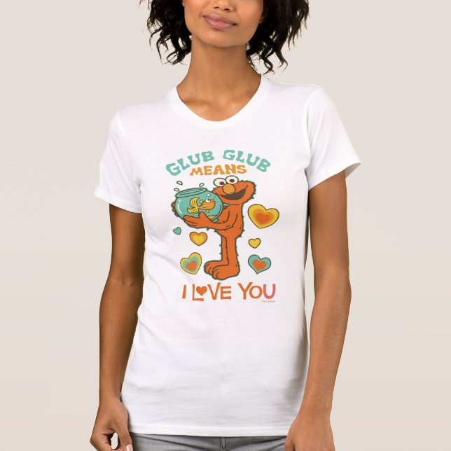 T-shirt Elmo Holding son poisson rouge animal (Devant)