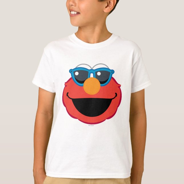 T-shirt Elmo Visage Souriant avec des Lunettes de Soleil (Devant)