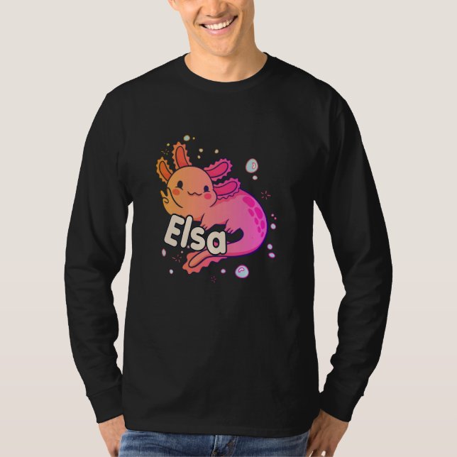 T-shirt ELSA - Beau nom de fille avec adorable AXOLOTL (Devant)